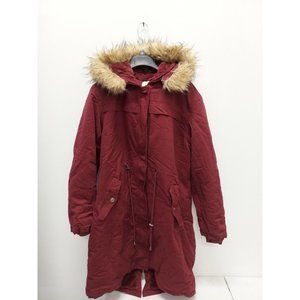 Uoiuxc Women Hooded Winter Coat Warm Fleeced Lined Parka Long Jackets XL Maroon